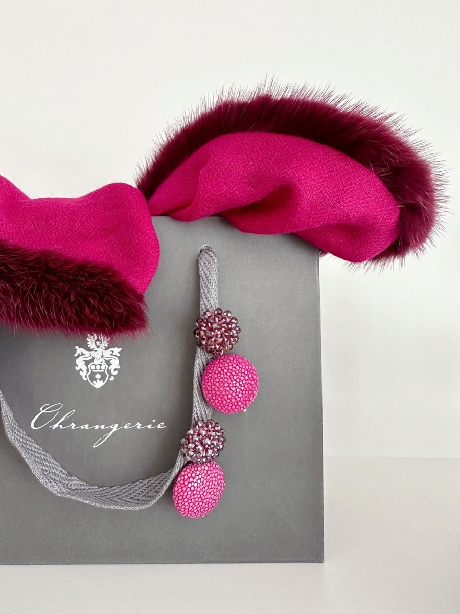 Beeren Ohrangerie | Ohrringe Aus Rochenleder Mit Glitzerbeerensteckern, Fuchsia/Traube