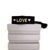 Armb Nder Ohrangerie | Gewebtes Armband "Love", Schwarz/Gold