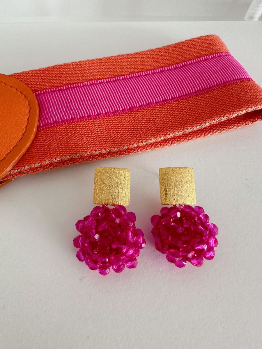 Ohrringe Aus Glaskristallen Ohrangerie | Pompons, Knallpink